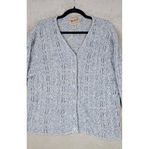 Woolrich Women's Cardigan Sweater Gray Knit Silk Blend Button Front Size Medium
